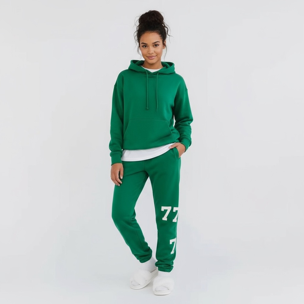 Green Track Joggers - Women's Cozy Sweatpants
